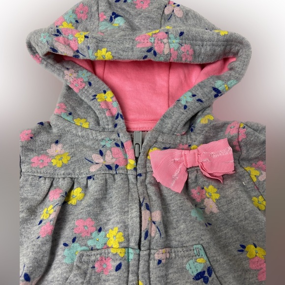 Just One You Carter’s jersey heather print hoodie with pink bow - Picture 4 of 9